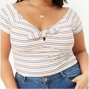 Plus Size Striped Crop Top